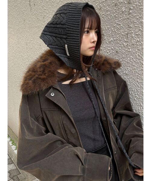 MURUA（ムルーア）の「リブニットバブーシュカ（ニットキャップ/ビーニー・レディース・ブラック・FREE）」の6枚目の写真