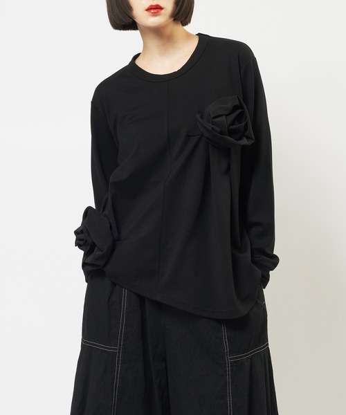 gomme(ゴム)の「ポンチフラワーT(Tシャツ/カットソー・レディース・チャコールグレー/ブラック/パープル・MEDIUM)」の2枚目の写真