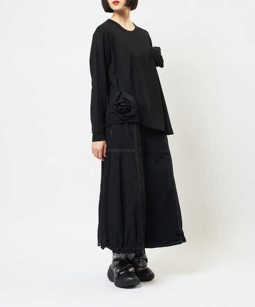 gomme(ゴム)の「ポンチフラワーT(Tシャツ/カットソー・レディース・チャコールグレー/ブラック/パープル・MEDIUM)」の5枚目の写真