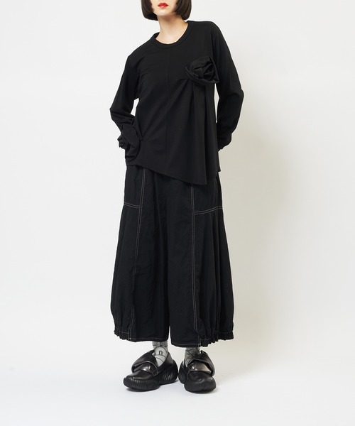 gomme(ゴム)の「ポンチフラワーT(Tシャツ/カットソー・レディース・チャコールグレー/ブラック/パープル・MEDIUM)」の6枚目の写真