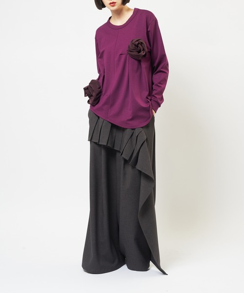 gomme(ゴム)の「ポンチフラワーT(Tシャツ/カットソー・レディース・チャコールグレー/ブラック/パープル・MEDIUM)」の7枚目の写真