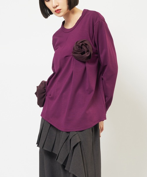 gomme(ゴム)の「ポンチフラワーT(Tシャツ/カットソー・レディース・チャコールグレー/ブラック/パープル・MEDIUM)」の9枚目の写真