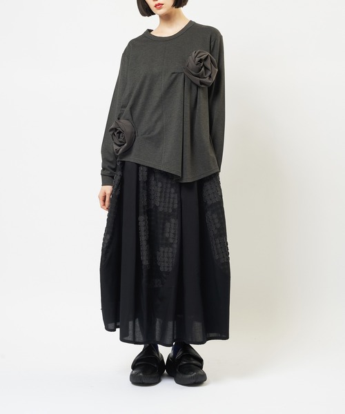 gomme(ゴム)の「ポンチフラワーT(Tシャツ/カットソー・レディース・チャコールグレー/ブラック/パープル・MEDIUM)」の10枚目の写真