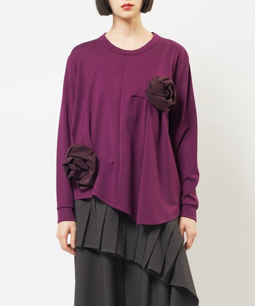 gomme(ゴム)の「ポンチフラワーT(Tシャツ/カットソー・レディース・チャコールグレー/ブラック/パープル・MEDIUM)」の15枚目の写真