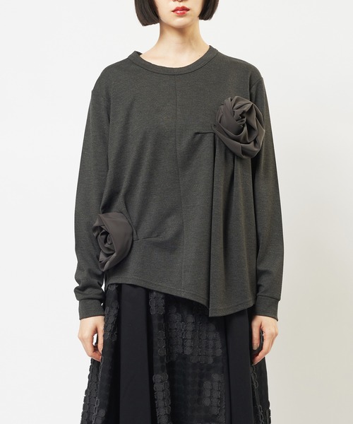 gomme(ゴム)の「ポンチフラワーT(Tシャツ/カットソー・レディース・チャコールグレー/ブラック/パープル・MEDIUM)」の17枚目の写真