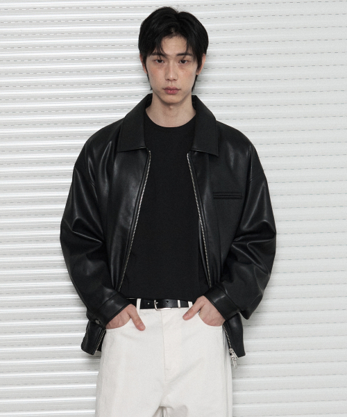 LEATHERY（レザリー）の「レザーオーバーサイズブルゾンジャケット[ブラック]（ブルゾン・レディース・その他・MEDIUM/LARGE/X-LARGE）」の3枚目の写真
