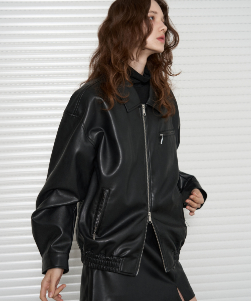 LEATHERY（レザリー）の「レザーオーバーサイズブルゾンジャケット[ブラック]（ブルゾン・レディース・その他・MEDIUM/LARGE/X-LARGE）」の9枚目の写真