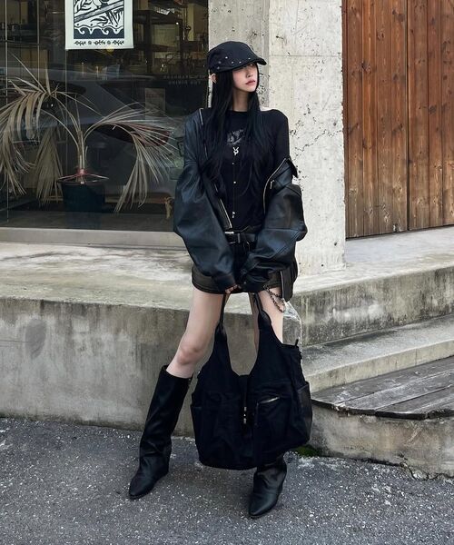 LEATHERY（レザリー）の「レザーオーバーサイズブルゾンジャケット[ブラック]（ブルゾン・レディース・その他・MEDIUM/LARGE/X-LARGE）」の10枚目の写真
