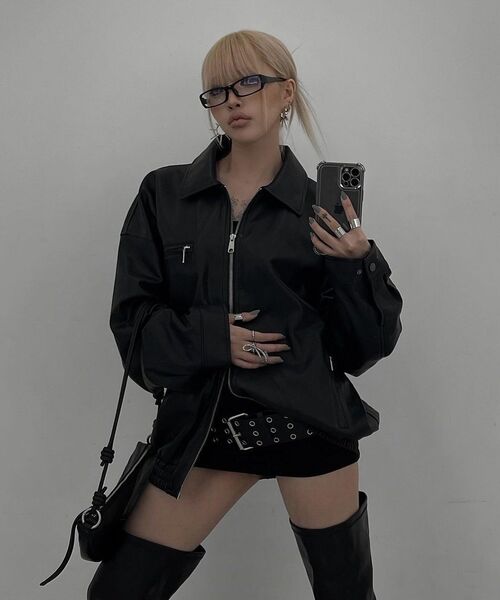LEATHERY（レザリー）の「レザーオーバーサイズブルゾンジャケット[ブラック]（ブルゾン・レディース・その他・MEDIUM/LARGE/X-LARGE）」の13枚目の写真