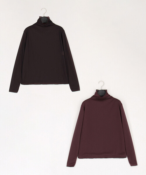 COMME CA(コムサ)の「〔 TALLサイズ 〕 ソフトチュール×ウーリー分繊トリコット広巾 プルオーバー(Tシャツ/カットソー・レディース・カーキブラウン/ボルドー・15号)」の1枚目の写真