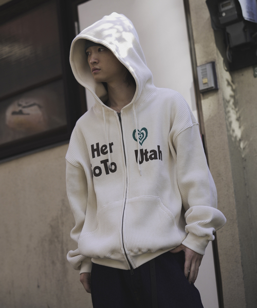 SCREEN STARS(スクリーンスターズ)の「SCREEN STARS別注 ワッフルジップアップフーディー(パーカー・メンズ・ブラウン/アイボリー/ブラック・LARGE/MEDIUM)」の2枚目の写真