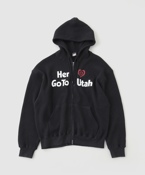 SCREEN STARS(スクリーンスターズ)の「SCREEN STARS別注 ワッフルジップアップフーディー(パーカー・メンズ・ブラウン/アイボリー/ブラック・LARGE/MEDIUM)」の3枚目の写真