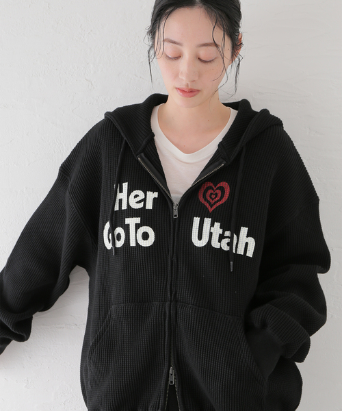 SCREEN STARS(スクリーンスターズ)の「SCREEN STARS別注 ワッフルジップアップフーディー(パーカー・メンズ・ブラウン/アイボリー/ブラック・LARGE/MEDIUM)」の6枚目の写真