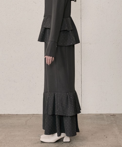 Elishe（エリシェ）の「ラインストーンフリルマーメイドスカート（スカート・レディース・チャコールグレー/アイボリー/ベージュ・0/1）」の17枚目の写真