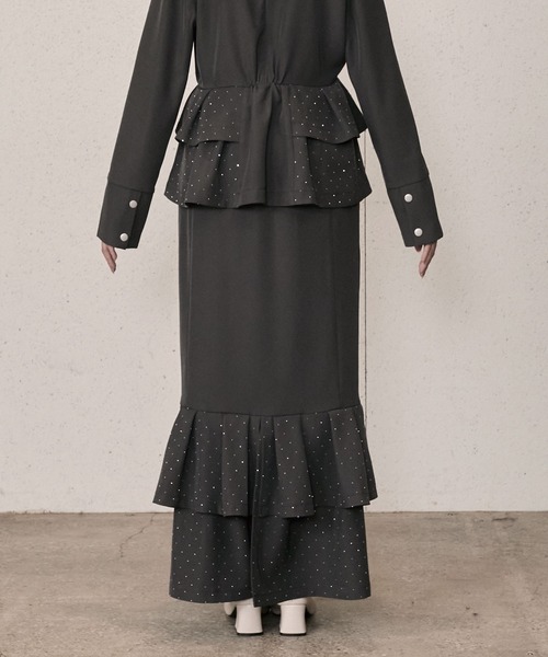 Elishe（エリシェ）の「ラインストーンフリルマーメイドスカート（スカート・レディース・チャコールグレー/アイボリー/ベージュ・0/1）」の18枚目の写真