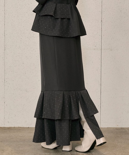 Elishe（エリシェ）の「ラインストーンフリルマーメイドスカート（スカート・レディース・チャコールグレー/アイボリー/ベージュ・0/1）」の20枚目の写真