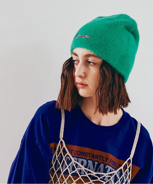 RNA（アールエヌエー）の「E5188 フェザービーニー（ニットキャップ/ビーニー・レディース・グリーン/ライトグレー/パープル/オレンジ・FREE）」の3枚目の写真