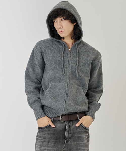 THE-ABON(エイボン)の「ソフトウールオーバーフードジップアップブラック(パーカー・メンズ・ブラック・LARGE/X-LARGE)」の2枚目の写真