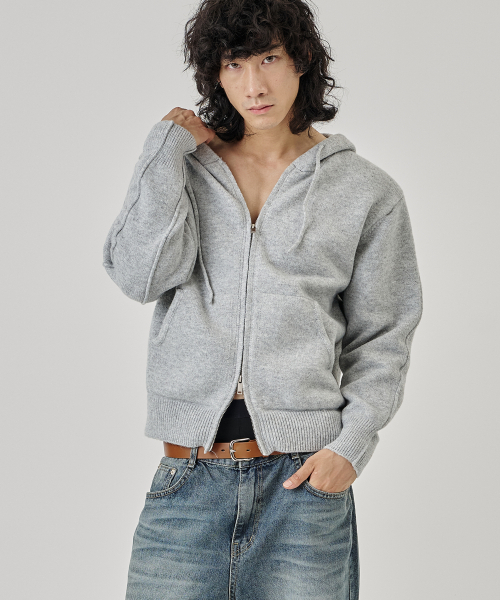 THE-ABON(エイボン)の「ソフトウールオーバーフードジップアップブラック(パーカー・メンズ・ブラック・LARGE/X-LARGE)」の3枚目の写真