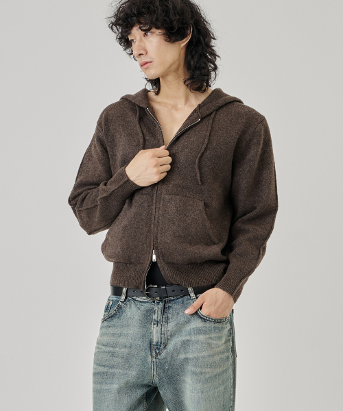 THE-ABON(エイボン)の「ソフトウールオーバーフードジップアップブラック(パーカー・メンズ・ブラック・LARGE/X-LARGE)」の4枚目の写真