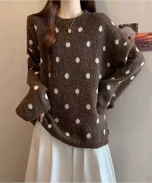 STAY MOTION | 【WEB限定】ドット柄ニットプルオーバー［韓国ファッション カジュアル］≪新作≫(ニット/セーター)