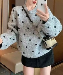 STAY MOTION | 【WEB限定】ドット柄ニットプルオーバー［韓国ファッション カジュアル］≪AW新作≫(ニット/セーター)