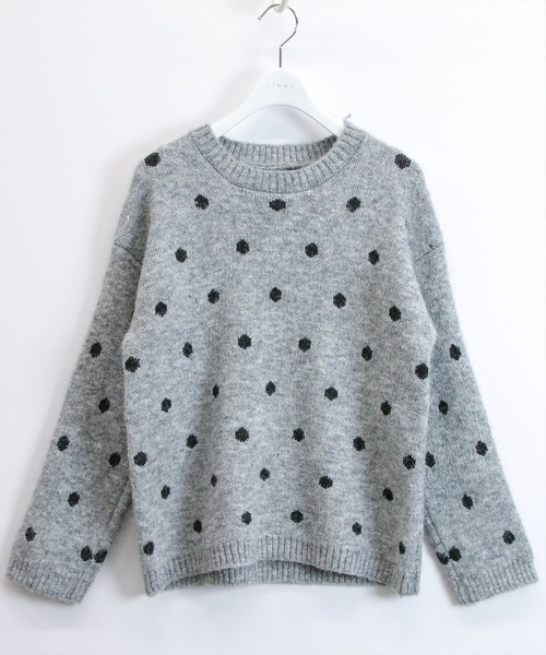 STAY MOTION（ステイモーション）の「【WEB限定】ドット柄ニットプルオーバー［韓国ファッション カジュアル］≪AW新作≫（ニット/セーター・レディース・ブラウン/アイボリー/グレー・F）」の6枚目の写真