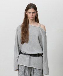 THREE TO EIGHTY（スリートゥエイティー）の「BEAD DROP ONE-SHOLDER SWEAT TEE M.GREY（スウェット）」