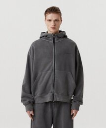 ピグメントフードジップアップ_CHARCOAL GREY