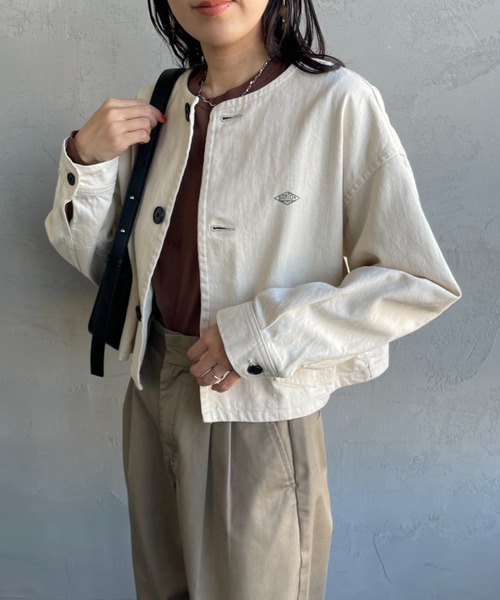 DANTON（ダントン）の「[DANTON/ダントン] KATSURAGI ショート丈ノーカラーワークジャケット（ノーカラージャケット・レディース・キナリ・38）」の10枚目の写真