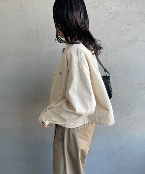 DANTON（ダントン）の「[DANTON/ダントン] KATSURAGI ショート丈ノーカラーワークジャケット（ノーカラージャケット・レディース・キナリ・38）」の11枚目の写真