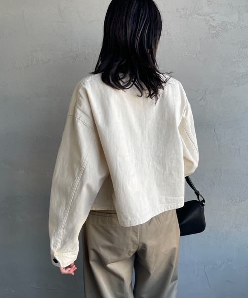 DANTON（ダントン）の「[DANTON/ダントン] KATSURAGI ショート丈ノーカラーワークジャケット（ノーカラージャケット・レディース・キナリ・38）」の12枚目の写真