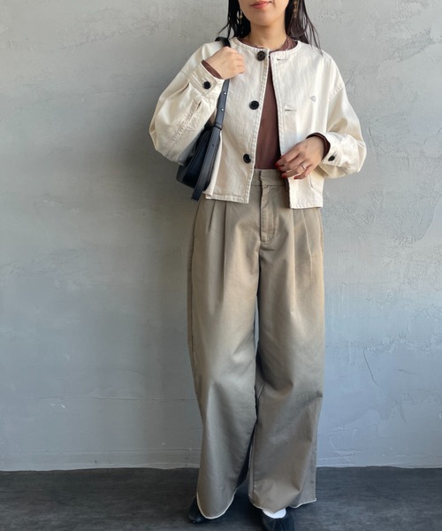 DANTON（ダントン）の「[DANTON/ダントン] KATSURAGI ショート丈ノーカラーワークジャケット（ノーカラージャケット・レディース・キナリ・38）」の13枚目の写真