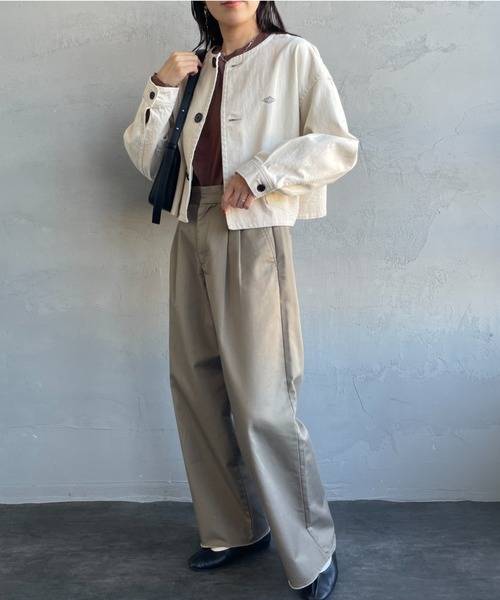 DANTON（ダントン）の「[DANTON/ダントン] KATSURAGI ショート丈ノーカラーワークジャケット（ノーカラージャケット・レディース・キナリ・38）」の9枚目の写真