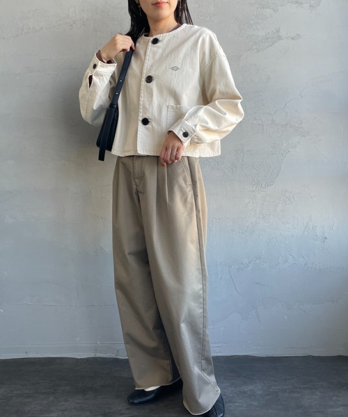 DANTON（ダントン）の「[DANTON/ダントン] KATSURAGI ショート丈ノーカラーワークジャケット（ノーカラージャケット・レディース・キナリ・38）」の17枚目の写真