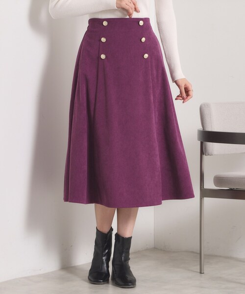ITS'DEMO（イッツデモ）の「【洗濯機OK／ウエストゴム】コーデュロイスカート（スカート・レディース・アイボリー/パープル系/チャコールグレー・00）」の3枚目の写真