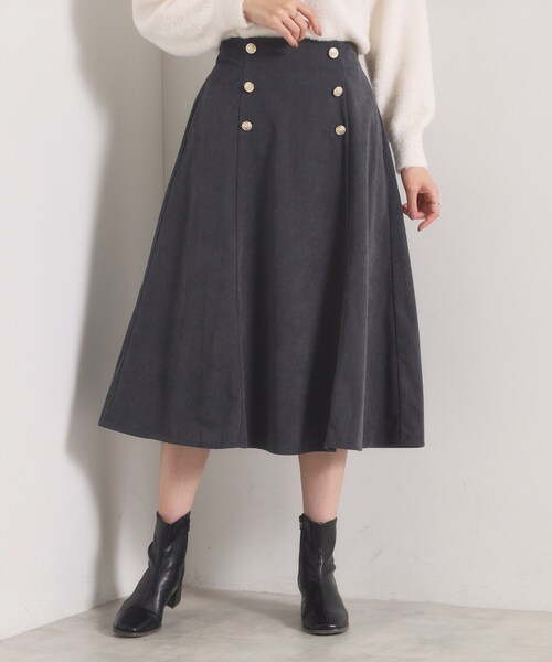 ITS'DEMO（イッツデモ）の「【洗濯機OK／ウエストゴム】コーデュロイスカート（スカート・レディース・アイボリー/パープル系/チャコールグレー・00）」の2枚目の写真