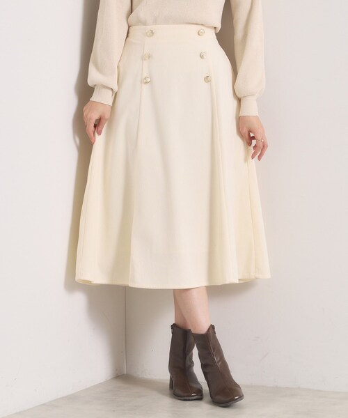 ITS'DEMO（イッツデモ）の「【洗濯機OK／ウエストゴム】コーデュロイスカート（スカート・レディース・アイボリー/パープル系/チャコールグレー・00）」の4枚目の写真