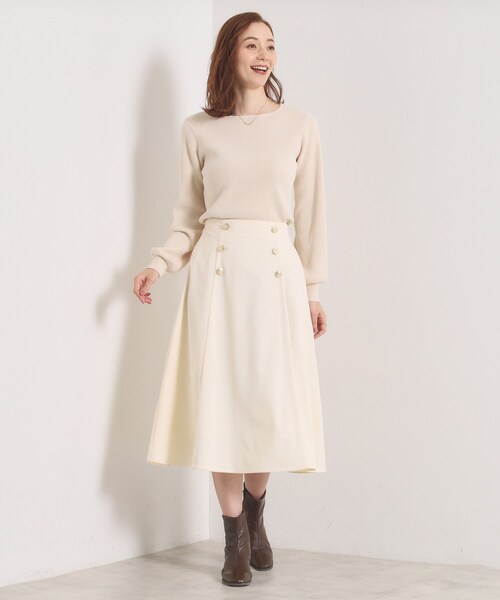 ITS'DEMO（イッツデモ）の「【洗濯機OK／ウエストゴム】コーデュロイスカート（スカート・レディース・アイボリー/パープル系/チャコールグレー・00）」の5枚目の写真