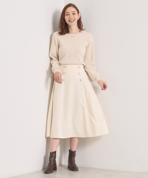 ITS'DEMO（イッツデモ）の「【洗濯機OK／ウエストゴム】コーデュロイスカート（スカート・レディース・アイボリー/パープル系/チャコールグレー・00）」の6枚目の写真