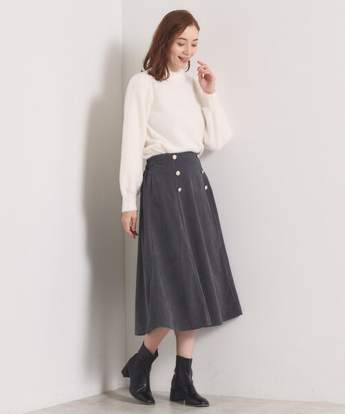 ITS'DEMO（イッツデモ）の「【洗濯機OK／ウエストゴム】コーデュロイスカート（スカート・レディース・アイボリー/パープル系/チャコールグレー・00）」の9枚目の写真