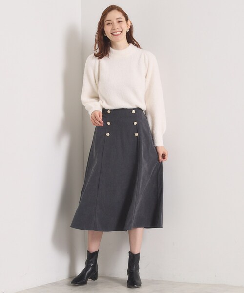 ITS'DEMO（イッツデモ）の「【洗濯機OK／ウエストゴム】コーデュロイスカート（スカート・レディース・アイボリー/パープル系/チャコールグレー・00）」の10枚目の写真