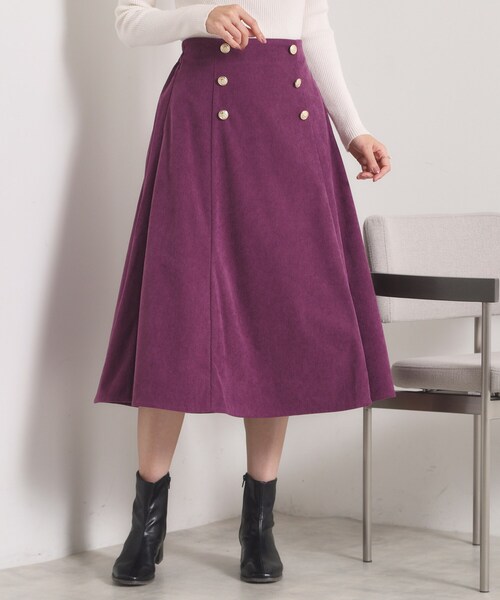 ITS'DEMO（イッツデモ）の「【洗濯機OK／ウエストゴム】コーデュロイスカート（スカート・レディース・アイボリー/パープル系/チャコールグレー・00）」の12枚目の写真