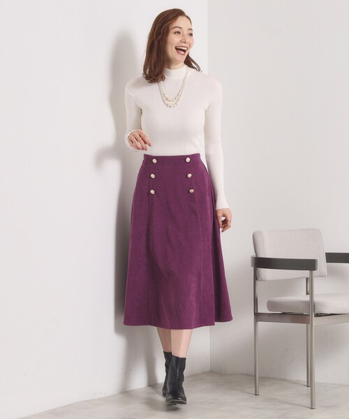 ITS'DEMO（イッツデモ）の「【洗濯機OK／ウエストゴム】コーデュロイスカート（スカート・レディース・アイボリー/パープル系/チャコールグレー・00）」の13枚目の写真