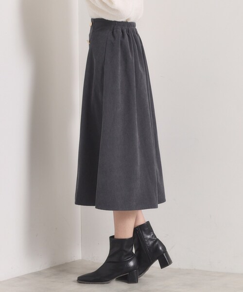 ITS'DEMO（イッツデモ）の「【洗濯機OK／ウエストゴム】コーデュロイスカート（スカート・レディース・アイボリー/パープル系/チャコールグレー・00）」の17枚目の写真