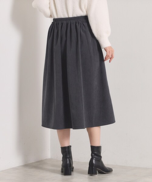 ITS'DEMO（イッツデモ）の「【洗濯機OK／ウエストゴム】コーデュロイスカート（スカート・レディース・アイボリー/パープル系/チャコールグレー・00）」の18枚目の写真