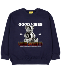グッドバイブガーメンツ 裏毛 オーバーサイズ スウェットTシャツ ネイビー
