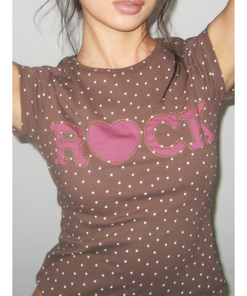 EXPIRED GIRL(エクスパイアードガール)の「Rock Star Baby Tee Brown(Tシャツ/カットソー・レディース・その他・FREE)」の1枚目の写真