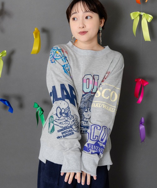 ScoLar（スカラー）の「153781：ポップ柄リメイク風ミニ裏毛プルオーバー（Tシャツ/カットソー・レディース・グリーン/ブラック/杢グレー・M）」の9枚目の写真