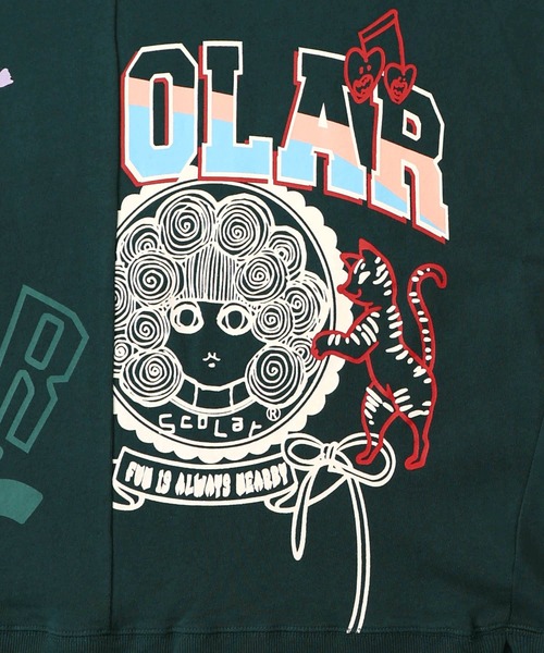 ScoLar（スカラー）の「153781：ポップ柄リメイク風ミニ裏毛プルオーバー（Tシャツ/カットソー・レディース・グリーン/ブラック/杢グレー・M）」の14枚目の写真